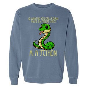 Funny Pi Day 314 PiThon Python Snake Joke Garment-Dyed Sweatshirt