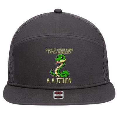 Funny Pi Day 314 PiThon Python Snake Joke 7 Panel Mesh Trucker Snapback Hat
