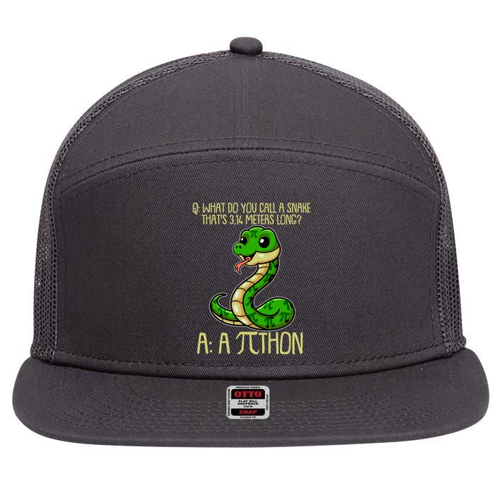 Funny Pi Day 314 PiThon Python Snake Joke 7 Panel Mesh Trucker Snapback Hat