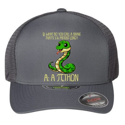 Funny Pi Day 314 PiThon Python Snake Joke Flexfit Unipanel Trucker Cap