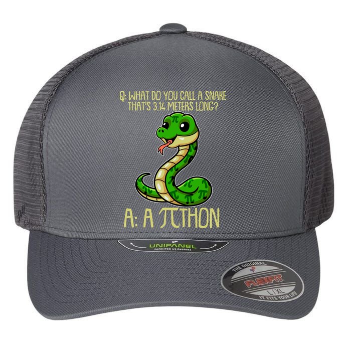 Funny Pi Day 314 PiThon Python Snake Joke Flexfit Unipanel Trucker Cap