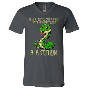 Funny Pi Day 314 PiThon Python Snake Joke V-Neck T-Shirt