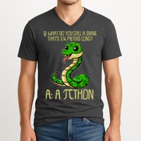 Funny Pi Day 314 PiThon Python Snake Joke V-Neck T-Shirt