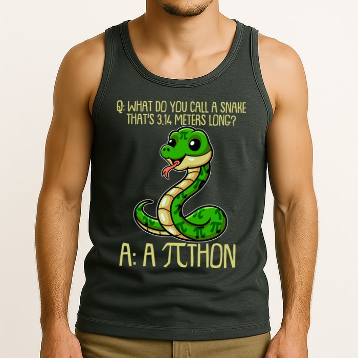 Funny Pi Day 314 PiThon Python Snake Joke Tank Top