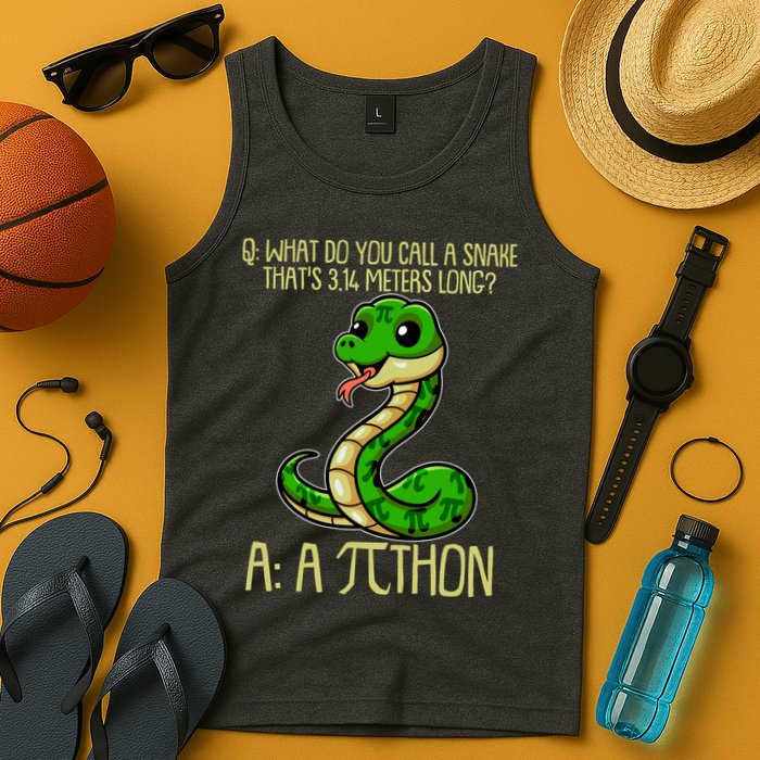 Funny Pi Day 314 PiThon Python Snake Joke Tank Top