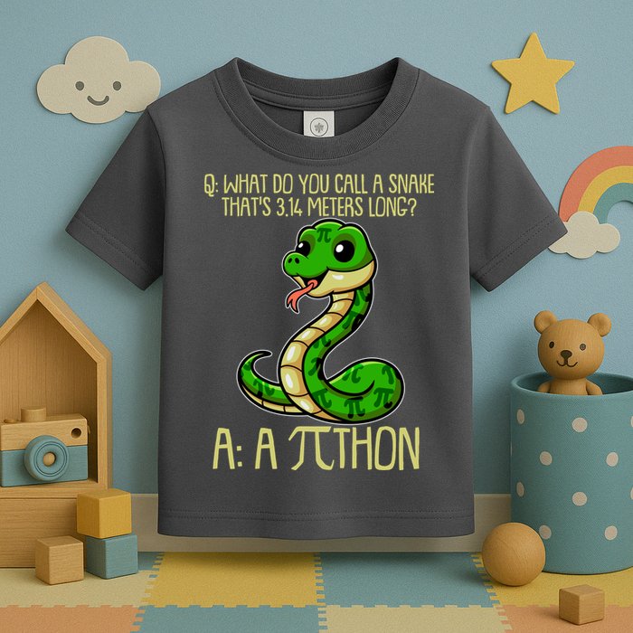 Funny Pi Day 314 PiThon Python Snake Joke Toddler T-Shirt