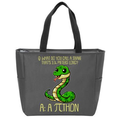 Funny Pi Day 314 PiThon Python Snake Joke Zip Tote Bag