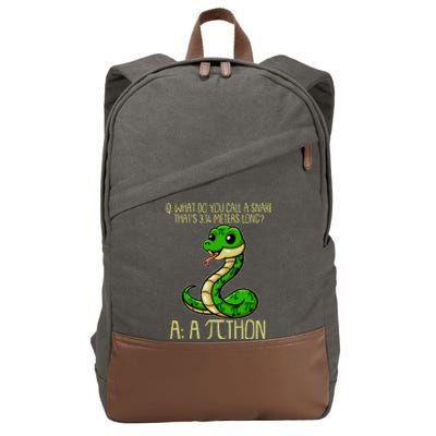 Funny Pi Day 314 PiThon Python Snake Joke Cotton Canvas Backpack