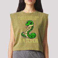 Funny Pi Day 314 PiThon Python Snake Joke Garment-Dyed Women's Muscle Tee