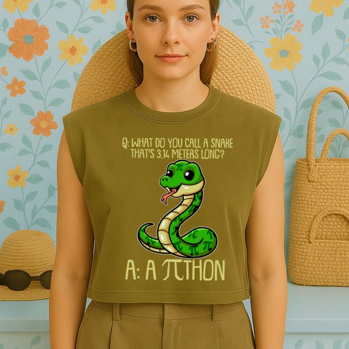 Funny Pi Day 314 PiThon Python Snake Joke Garment-Dyed Women's Muscle Tee