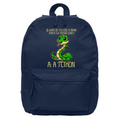 Funny Pi Day 314 PiThon Python Snake Joke 16 in Basic Backpack