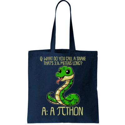 Funny Pi Day 314 PiThon Python Snake Joke Tote Bag