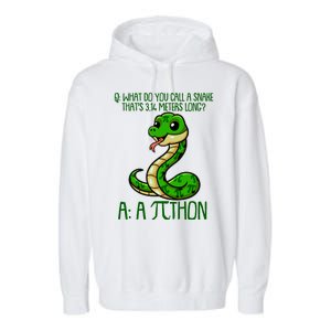 Funny Pi Day 314 PiThon Python Snake Joke Garment-Dyed Fleece Hoodie