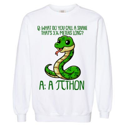 Funny Pi Day 314 PiThon Python Snake Joke Garment-Dyed Sweatshirt