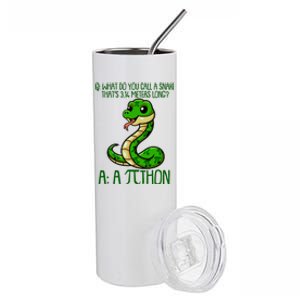 Funny Pi Day 314 PiThon Python Snake Joke Stainless Steel Tumbler