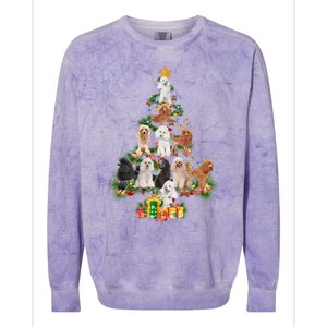 Funny Poodles Dog Merry Christmas Tree Poodles Lover Xmas Gift Colorblast Crewneck Sweatshirt