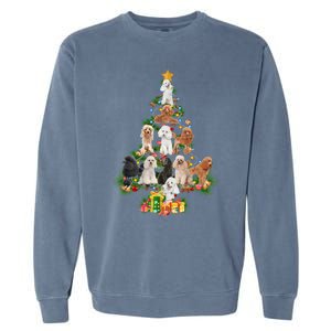 Funny Poodles Dog Merry Christmas Tree Poodles Lover Xmas Gift Garment-Dyed Sweatshirt