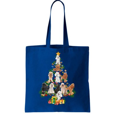 Funny Poodles Dog Merry Christmas Tree Poodles Lover Xmas Gift Tote Bag