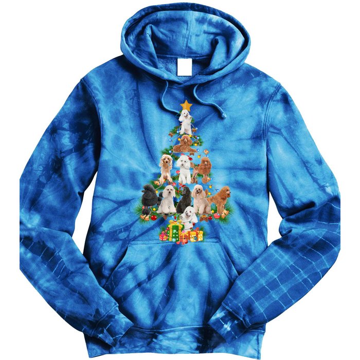 Funny Poodles Dog Merry Christmas Tree Poodles Lover Xmas Gift Tie Dye Hoodie