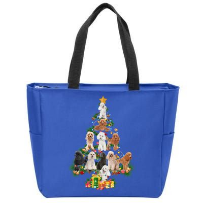 Funny Poodles Dog Merry Christmas Tree Poodles Lover Xmas Gift Zip Tote Bag