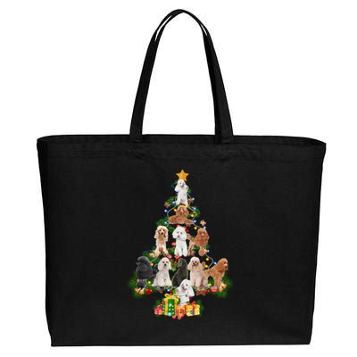 Funny Poodles Dog Merry Christmas Tree Poodles Lover Xmas Gift Cotton Canvas Jumbo Tote