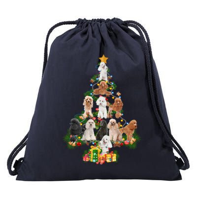 Funny Poodles Dog Merry Christmas Tree Poodles Lover Xmas Gift Drawstring Bag