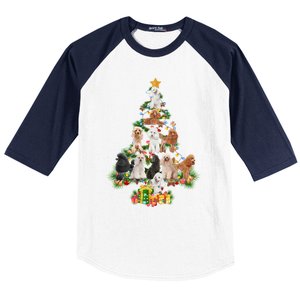 Funny Poodles Dog Merry Christmas Tree Poodles Lover Xmas Gift Baseball Sleeve Shirt