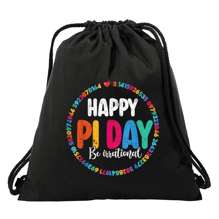 Funny Pi Day Be Irrational Spiral Pi Math For Pi Day 3.14 Drawstring Bag