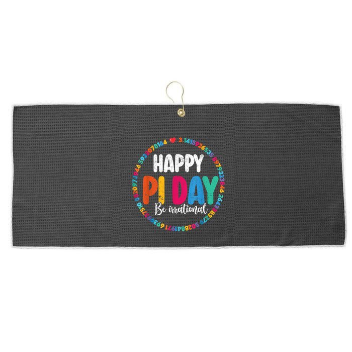 Funny Pi Day Be Irrational Spiral Pi Math For Pi Day 3.14 Large Microfiber Waffle Golf Towel