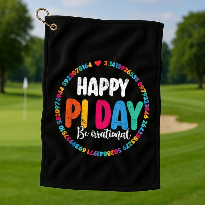 Funny Pi Day Be Irrational Spiral Pi Math For Pi Day 3.14 Golf Towel