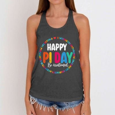 Funny Pi Day Be Irrational Spiral Pi Math For Pi Day 3.14 Women's Knotted Racerback Tank