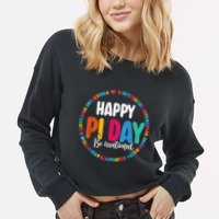 Funny Pi Day Be Irrational Spiral Pi Math For Pi Day 3.14 Cropped Pullover Crew