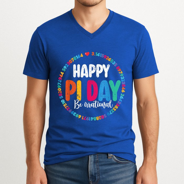 Funny Pi Day Be Irrational Spiral Pi Math For Pi Day 3.14 V-Neck T-Shirt