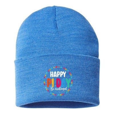 Funny Pi Day Be Irrational Spiral Pi Math For Pi Day 3.14 Sustainable Knit Beanie
