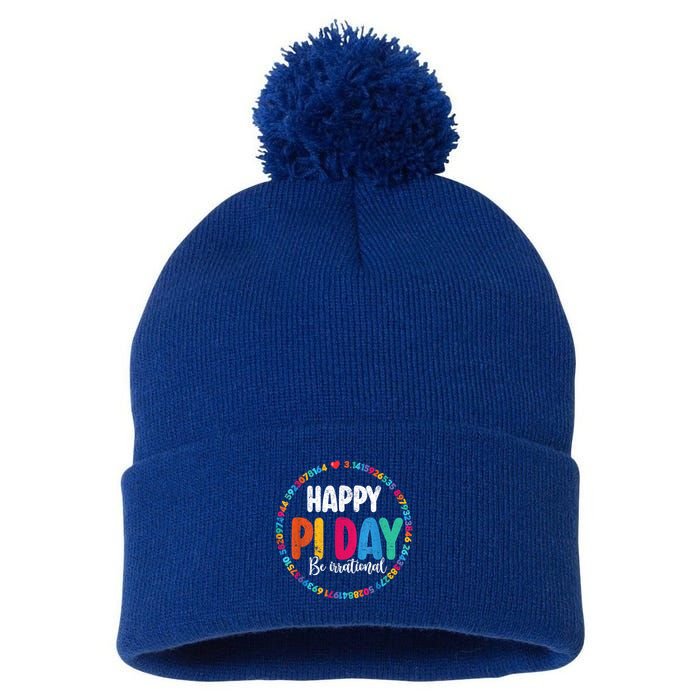 Funny Pi Day Be Irrational Spiral Pi Math For Pi Day 3.14 Pom Pom 12in Knit Beanie