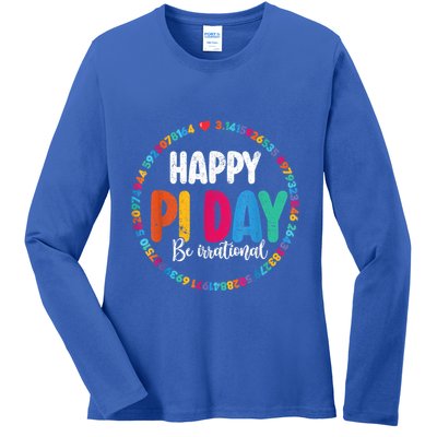 Funny Pi Day Be Irrational Spiral Pi Math For Pi Day 3.14 Ladies Long Sleeve Shirt