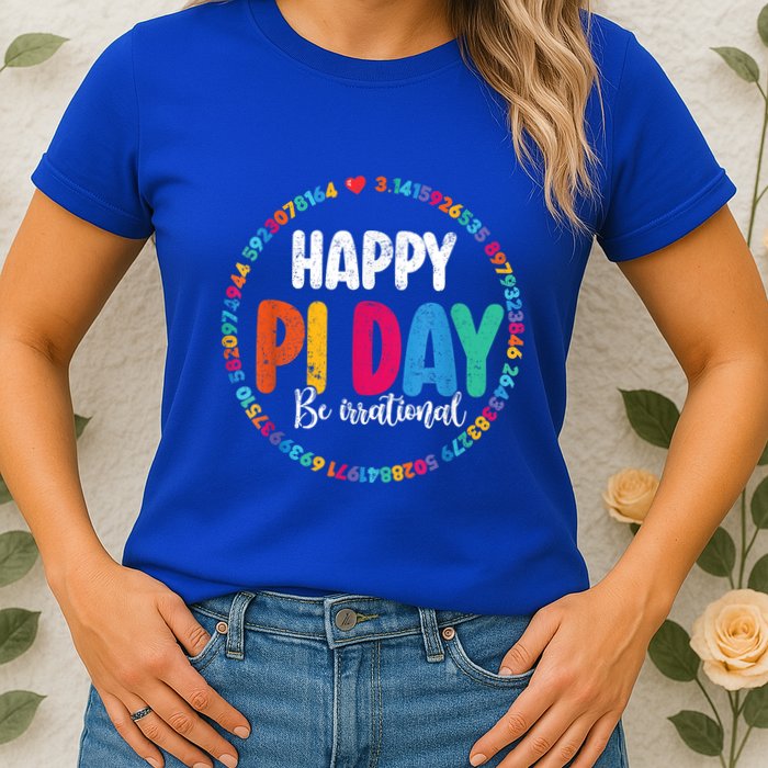 Funny Pi Day Be Irrational Spiral Pi Math For Pi Day 3.14 Womens T-Shirt