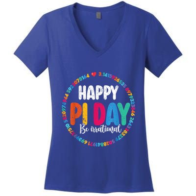 Funny Pi Day Be Irrational Spiral Pi Math For Pi Day 3.14 Women's V-Neck T-Shirt