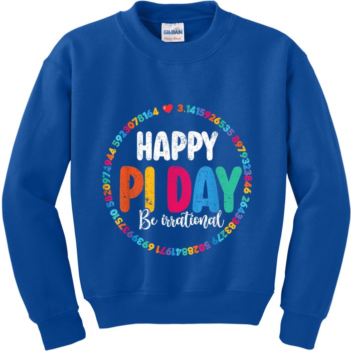 Funny Pi Day Be Irrational Spiral Pi Math For Pi Day 3.14 Kids Sweatshirt
