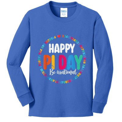 Funny Pi Day Be Irrational Spiral Pi Math For Pi Day 3.14 Kids Long Sleeve Shirt