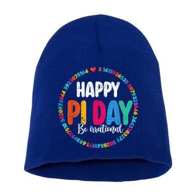 Funny Pi Day Be Irrational Spiral Pi Math For Pi Day 3.14 Short Acrylic Beanie