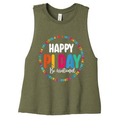 Funny Pi Day Be Irrational Spiral Pi Math For Pi Day 3.14 Women's Racerback Cropped Tank