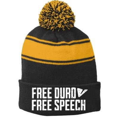 Free Pavel Durov Telegram Free Speech Stripe Pom Pom Beanie