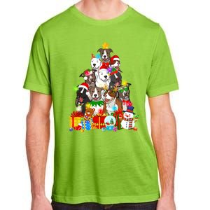 Funny Pitbull Dog Christmas Tree Lights Puppy Dog Lover Cute Gift Adult ChromaSoft Performance T-Shirt