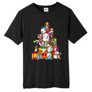 Funny Pitbull Dog Christmas Tree Lights Puppy Dog Lover Cute Gift Tall Fusion ChromaSoft Performance T-Shirt