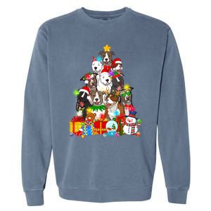 Funny Pitbull Dog Christmas Tree Lights Puppy Dog Lover Cute Gift Garment-Dyed Sweatshirt