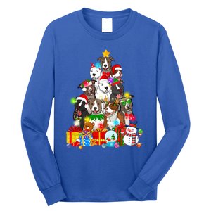 Funny Pitbull Dog Christmas Tree Lights Puppy Dog Lover Cute Gift Long Sleeve Shirt