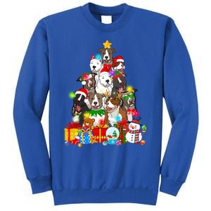 Funny Pitbull Dog Christmas Tree Lights Puppy Dog Lover Cute Gift Sweatshirt