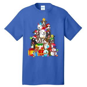 Funny Pitbull Dog Christmas Tree Lights Puppy Dog Lover Cute Gift Tall T-Shirt