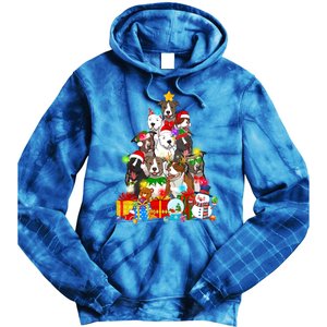 Funny Pitbull Dog Christmas Tree Lights Puppy Dog Lover Cute Gift Tie Dye Hoodie